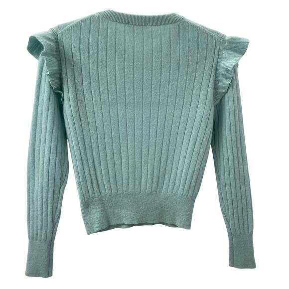 White + Warren XS Flutter Sleeve Cashmere Sweater Ribbed - Picture 7 of 7